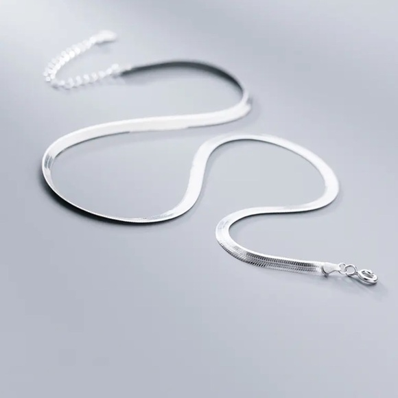 NEW Solid Sterling Silver Minimalist Snake Chain Necklace - Picture 6 of 7